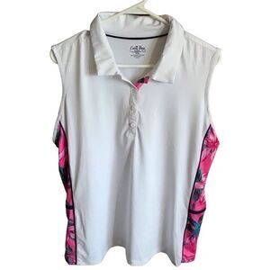 Coral Bay Golf sleeveless top shirt Size petite XL pink floral tropical collar